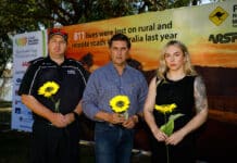 QFES Adrian Booth, Founder & Chair of ARSF Russell White and Raina Collett who lost her dad and her best friend in separate road trauma incidents.