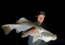 Jade Truant with a 108cm barra caught at Lake Monduran