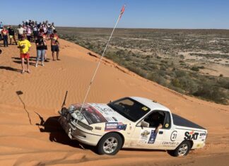 Great Endeavour Rally participants at Big Red, Birdsville.