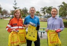 Spreading the Get Ready message: SES representative Annette Farrar, Bundaberg Regional Council Disaster Management Officer David Batt and Mayor Helen Blackburn